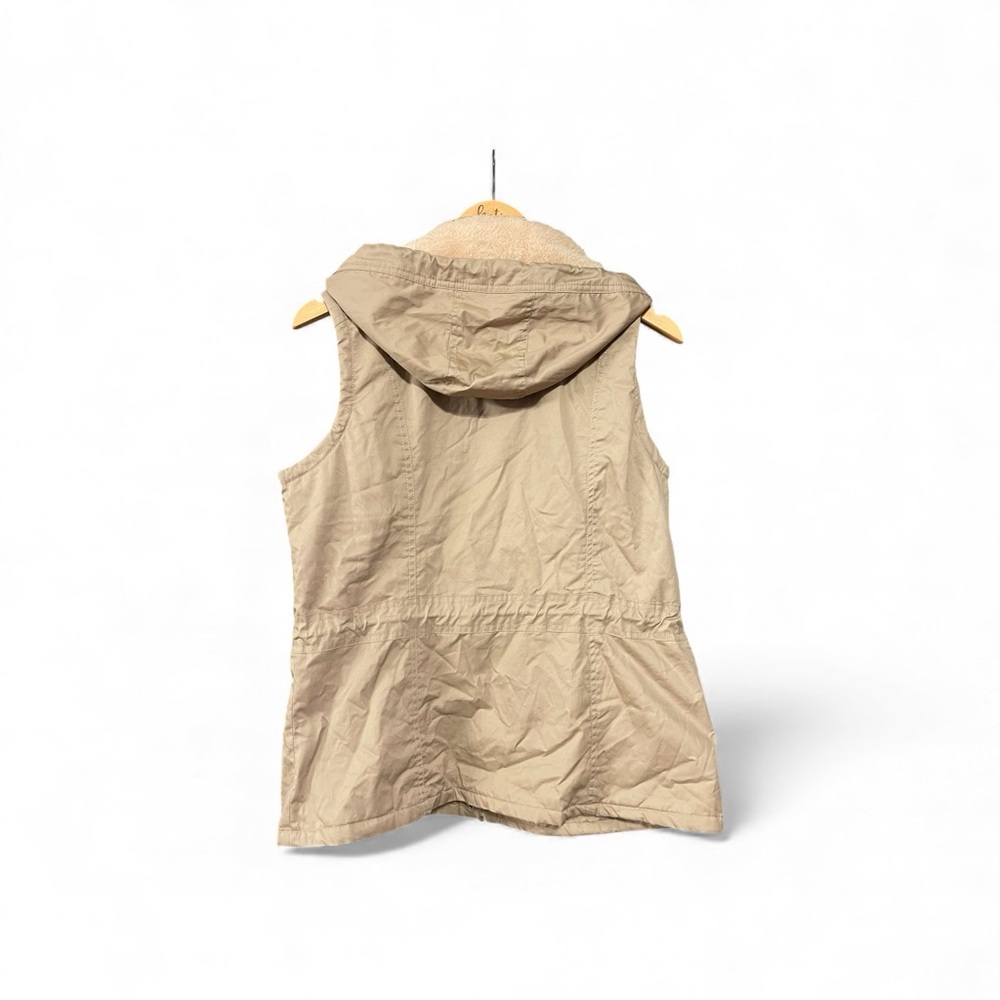 Women's Beige Hooded Vest - Picture 3 of 5